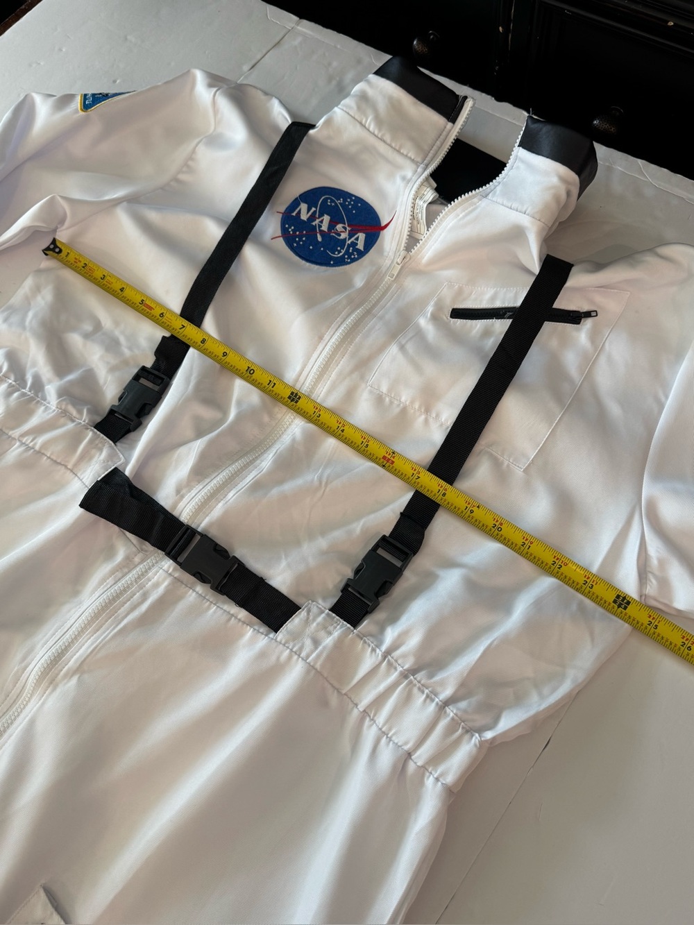 Spirit NASA Astronaut Costume, White Jumpsuit w/ Black Trim & Patches - Picture 10 of 16
